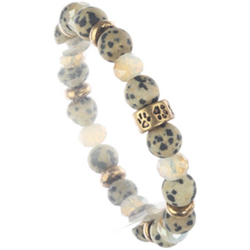 Dalmatian Jasper Paws Stretch Bracelet